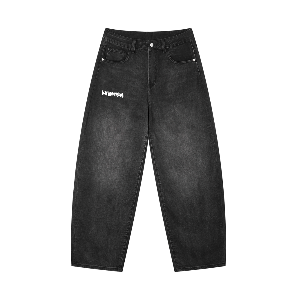 PHXNTOM Chaos Black Baggy Jeans - White Logo