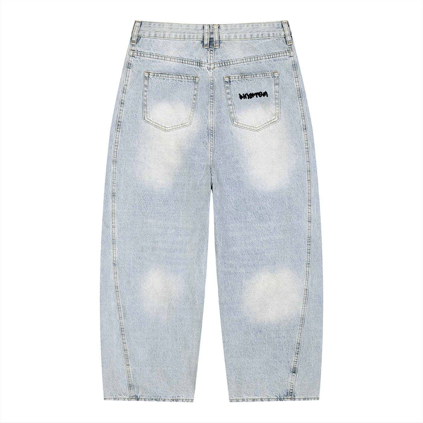 PHXNTOM Chaos Light Blue Baggy Jeans - Black Logo