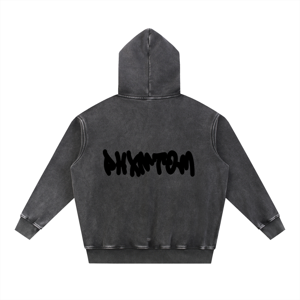 PHXNTOM Chaos Washed Hoodie - Black Logo