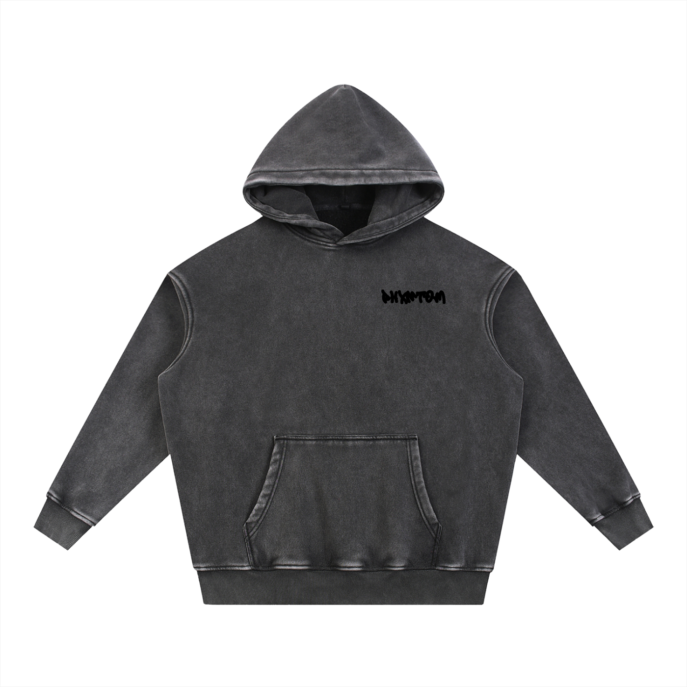 PHXNTOM Chaos Washed Hoodie - Black Logo