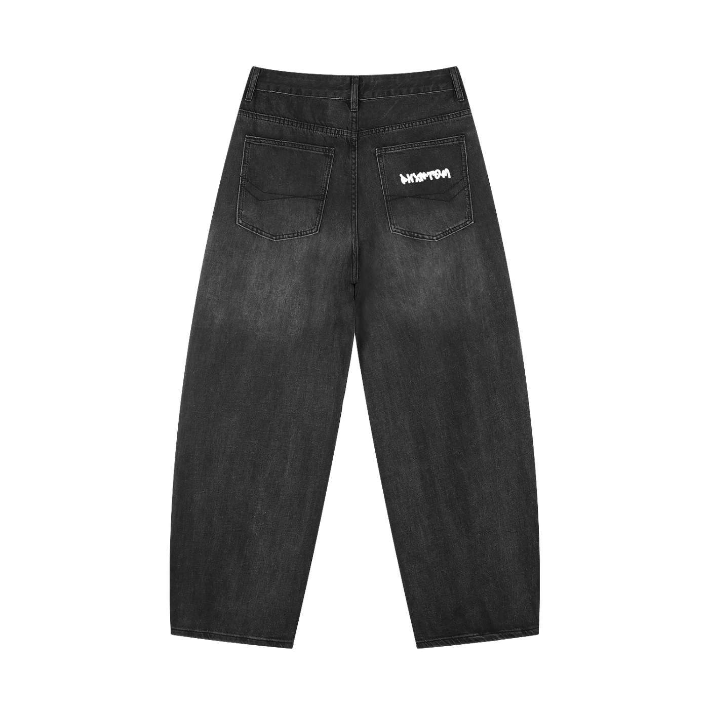 PHXNTOM Chaos Black Baggy Jeans - White Logo