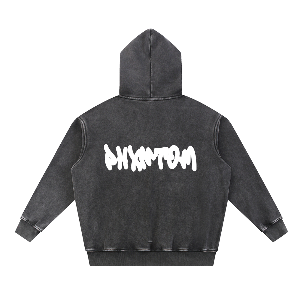PHXNTOM Chaos Washed Hoodie - White Logo